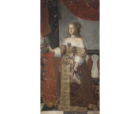 ABRAHAM WUCHTERS (ODER UMKREIS)1608 Antwerpen - 23. Mai 1682 KopenhagenLEBENSGROSSES GANZFIGURENBILDNIS DER KÖNIGIN VON DÄNEM