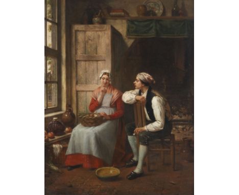 C. VAN DE WIJNGAERTSchüler von David Col. Tätig 2./2. 19'Sag ja' (1876) Öl auf Holz. 46 x 36,5 cm (R. 60 x 51 cm). Signiert u