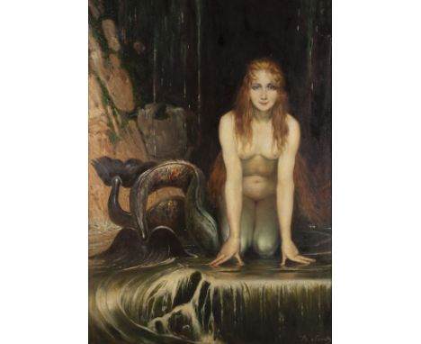 ANGELO VON COURTEN1848 - 1925SIRENE Öl auf Leinwand. 101 x 72 cm (R. 118 x 89 cm). Signiert unten rechts. Verso: betitelt. Pa