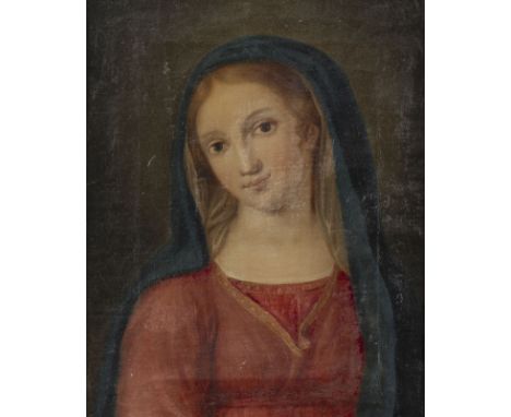 DEUTSCH-ÖSTERREICHISCHE SCHULE, UM 1800HALBFIGURENBILDNIS DER JUNGFRAU MARIA Öl auf Leinwand. 32 x 25 cm (R. 44 x 38 cm). Par