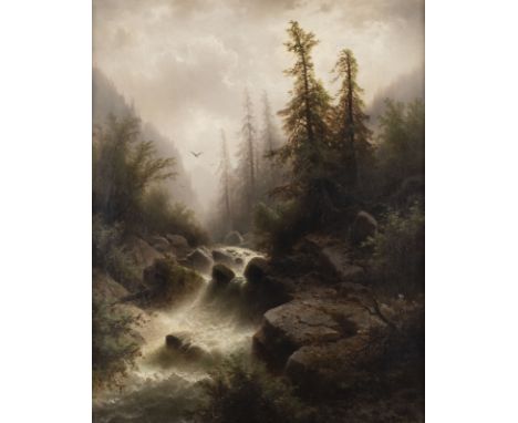 ALBERT RIEGER1834 Triest - 1905 WienGEBIRGSBACH Öl auf Leinwand. 79 x 63,5 cm (R. 94 x 79 cm). Signiert unten rechts 'Alb. Ri