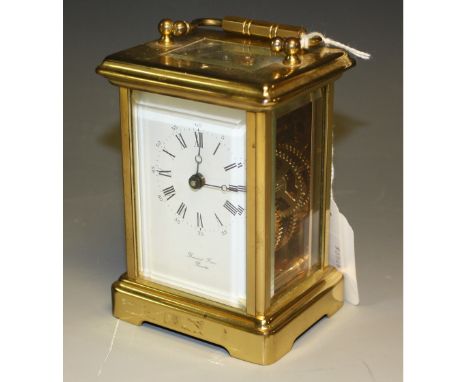 A brass carriage clock, Barnard Freres, Bicester