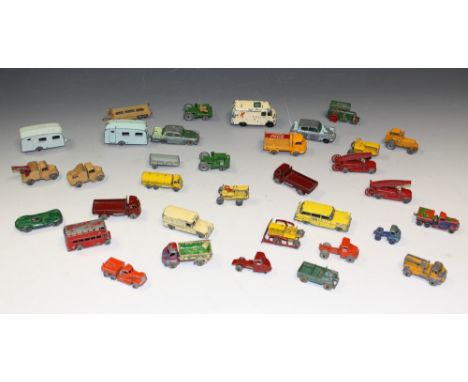 Die-cast Vehicles - Moko Lesney Toys - MB27, Bedford low loader, blue/green cab, grey trailer; no.13 breakdown truck, tan, re