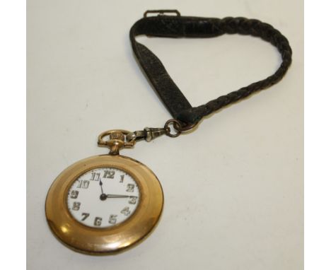 An Elgin slim movement pocket watch, enamel dial, Roman numerals 