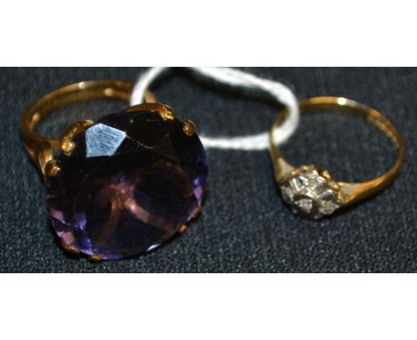 Rings - a diamond five stone cluster ring five illusion set diamond accents within shaped floral crest, 18ct gold shank, size