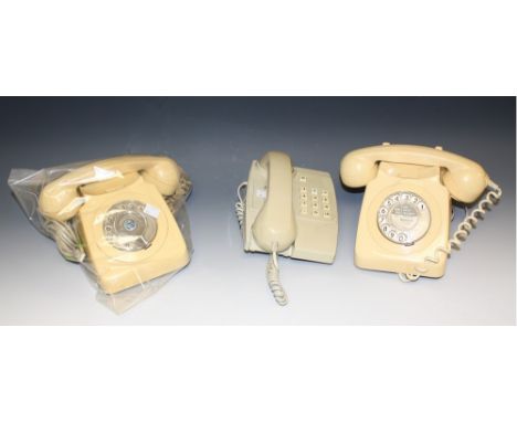 Telephones - a P.O. 746 cream rotary telephone; another similar; a push button telephone (3)