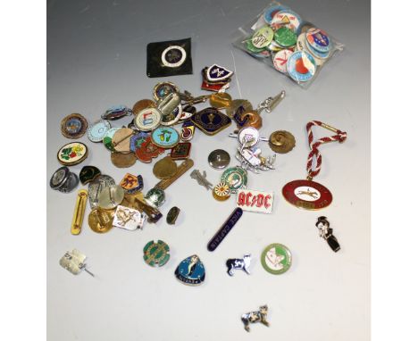 Badges - a collection of enamel badges and tinplate button badges, various