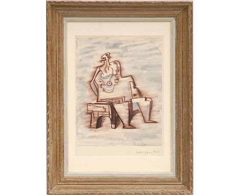 HENRY MOORE 'Seated Figure', off set lithograph, 42cm x 31cm.