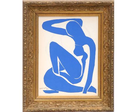HENRI MATISSE, original lithograph from the 1954 edition after Matisse's cut outs, Nu Bleu VI printed by Mourlot, 35cm x 27cm
