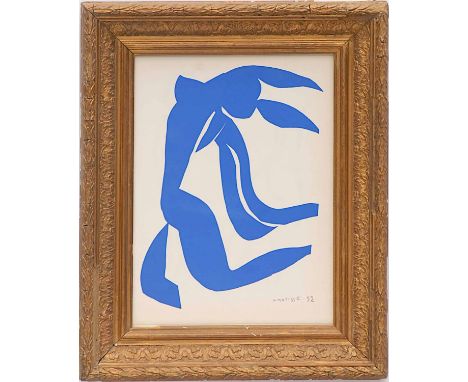 HENRI MATISSE, original lithograph from the 1954 edition after Matisse's cut outs, Nu Bleu XI printed by Mourlot, 36cm x 27cm