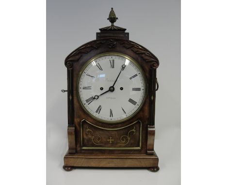 A William IV Mahogany Bracket Clock:
Barwise, London: the enamelled dial with Roman numerals, eight-day movement, the arched 