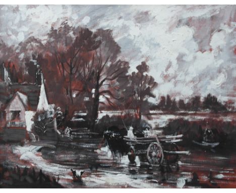 Tom Keating (British, 1917-1984):
After John Constable, The Haywain, oil on canvas, 
H 61 x W 76 cm, after the picture in the