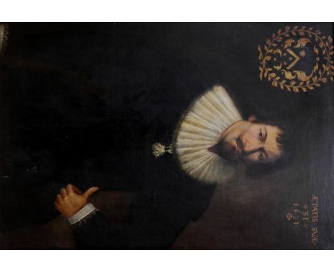 Circle of Daniel Mytens (Dutch, c. 1590-1647):
A half length portrait of a gentleman sporting a Van Dyck & ruff, oil on canva