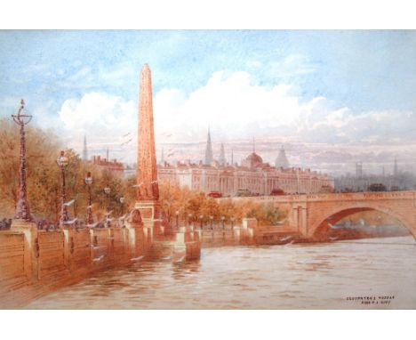 Frederick Edward Joseph Goff (British, 1855-1931):
Cleopatra's Needle, watercolour, signed & titled lower right, H 18 x W 26 