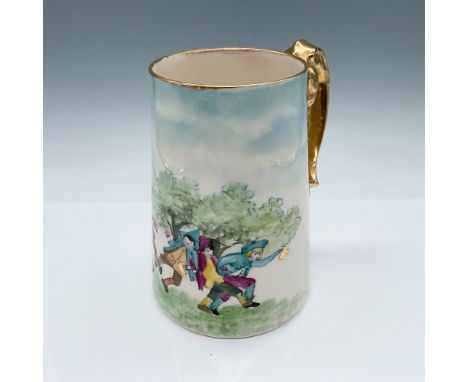 A charming 6"H vintage porcelain mug marked Belleek on the base, featuring a whimsical dragon-shaped gold gilded handle. The 