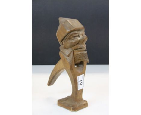 Black Forest style novelty Wooden Nut Cracker modelled as a Man's Head, stands approx 24cm