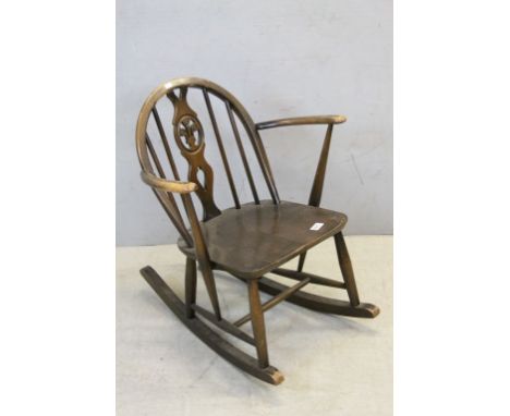 Ercol Hoop Back Prince of Wales Feathers Rocking Chair 