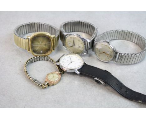 A collection of 5 watches to include Buren, Timex and Walker &amp; Hall, to also include a 9ct gold cased ladies Tissot.
