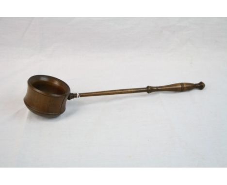 18th century Treen Fruitwood Ladle with Turned Handle, 29cms long