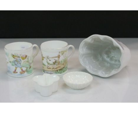 Two Wileman Foley Ceramic Nursery Mug together with a jelly Mould &amp; two dishes