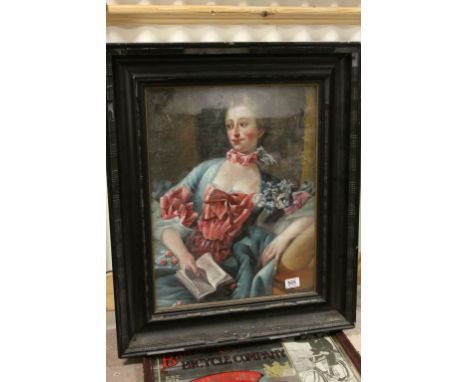 Framed oil painting portrait of a Regency lady 