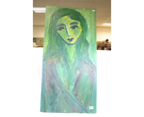 Jean Pierre Kunzler oil on canvas portrait of a woman, signed and titled verso The Golden Angel 