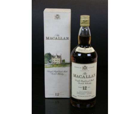 Boxed Macallan 12 Year Old Sherry Wood 1980s Single Highland Malt Scotch Whisky 