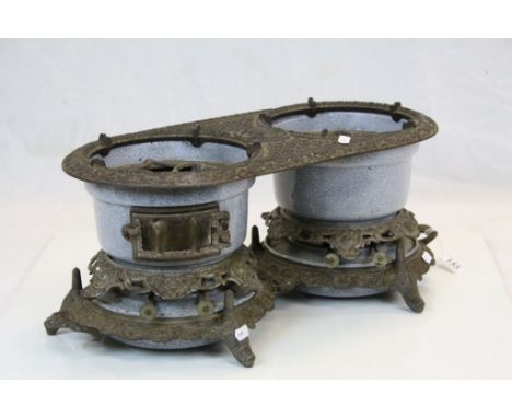 Continental dual Enamel &amp; cast Iron burner, approx 54 x 24 x 21cm