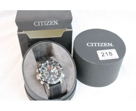 Boxed Gents Citizen Eco drive Chronograph Promaster wristwatch with original Rubber strap, cal j280