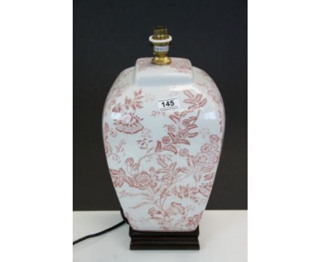 Large Ceramic Table Lamp decorated with Foliage