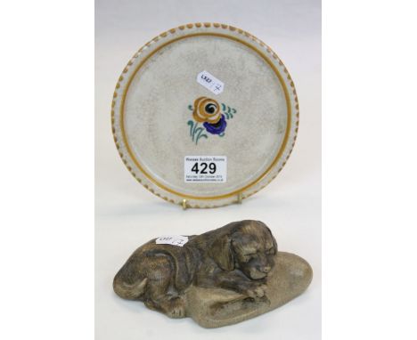 Poole Pottery puppy on a slipper and a Stabler Adams dish Artist mark P S