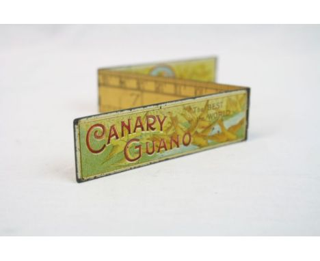 Advertising - Vintage Enamel Metal ' The Chemical Union Limited Canary Guano ' Folding Ruler