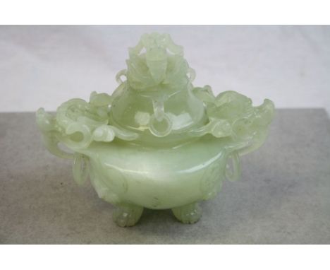 A Jade Chinese Censor with dragon decoration.