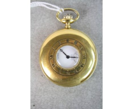 Rone 17 Jewel Gold plated Half Hunter Pocket watch with Enamel dial &amp; sub dial at the six position, watch approx 50mm dia