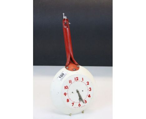 Vintage / Retro Red and White Enamel Clock in the form of a Frying Pan