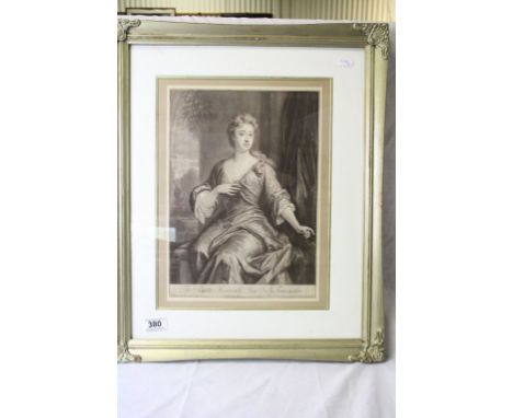 Sir Godfrey Kneller 1646-1723 framed Mezzotint portrait of Baroness Lady Ann Torrington 