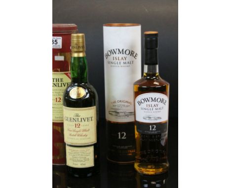 Two cased Single Malt Scotch Whisky to include Bowmore 12 year old Islay and The Glenlivet 12 year old