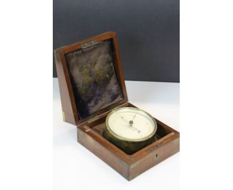 Vintage Oak &amp; cased Brass Compensated Barometer, marked to the silvered dial "Cary 7 Pall Mall London", Barometer approx 