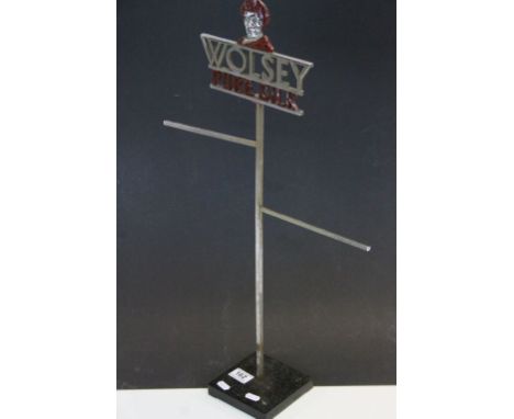 Vintage "Wolsey Pure Silk" Chrome Display stand with heavy Metal base, stands approx 67.5cm