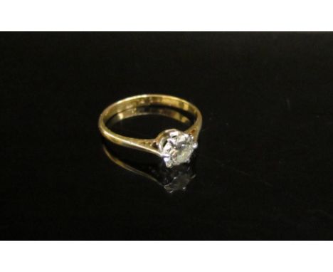 A diamond solitaire ring 0.50ct diamond approx, stamped 18ct/plat. Size J/K, 1.5g 