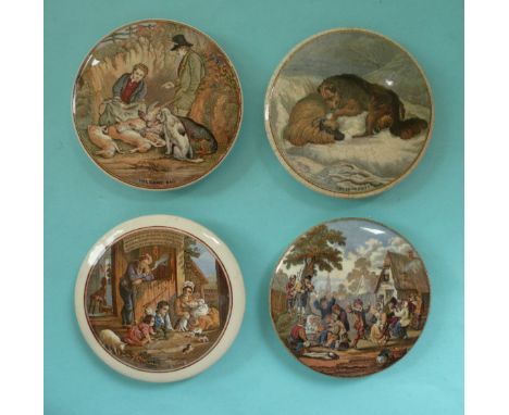 Four pot lids (4) # prattware, potlid(s), pot lid(s)