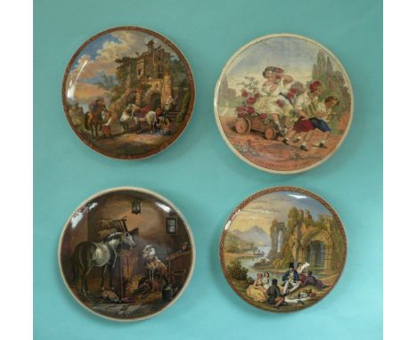 Four pot lids (4) # prattware, potlid(s), pot lid(s)