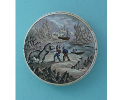 Arctic Expedition in Search of Sir John Franklin (17) 76mm, flange restored at two and six o’clock # prattware, potlid(s), po