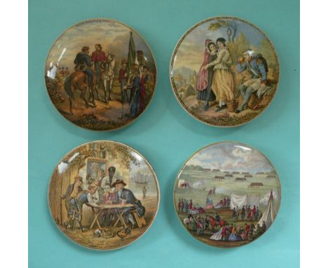 Four war related lids (4) # prattware, potlid(s), pot lid(s)