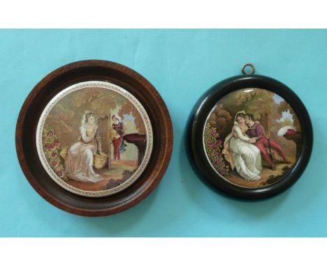 The Trysting Place (118) and The Lovers (119) both framed (2)# prattware, potlid(s), pot lid(s)