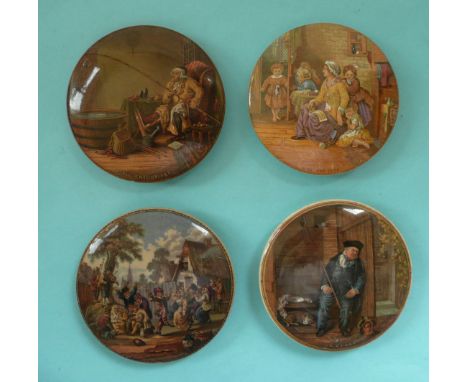 Four pot lids (4) # prattware, potlid(s), pot lid(s)