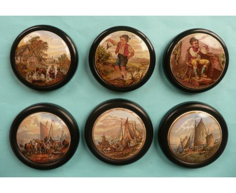 Injury (50) Revenge (51) Fording the Stream (335) and three Pegwell Bay subjects, each with matching frame (6) # prattware, p