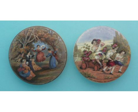 The Swing (239) and Children of Flora (237)# prattware, potlid(s), pot lid(s)