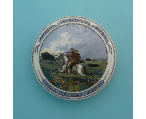 The Buffalo Hunt (243) 129mm, repair to flange and hairline crack at nine o’clock * Ex Cohen collection, sold Puttick & Simps
