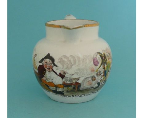 1803 Great Invasion Scare: a Spode jug printed in black and decorated in colours with a scene entitled ‘National Contrasts, o